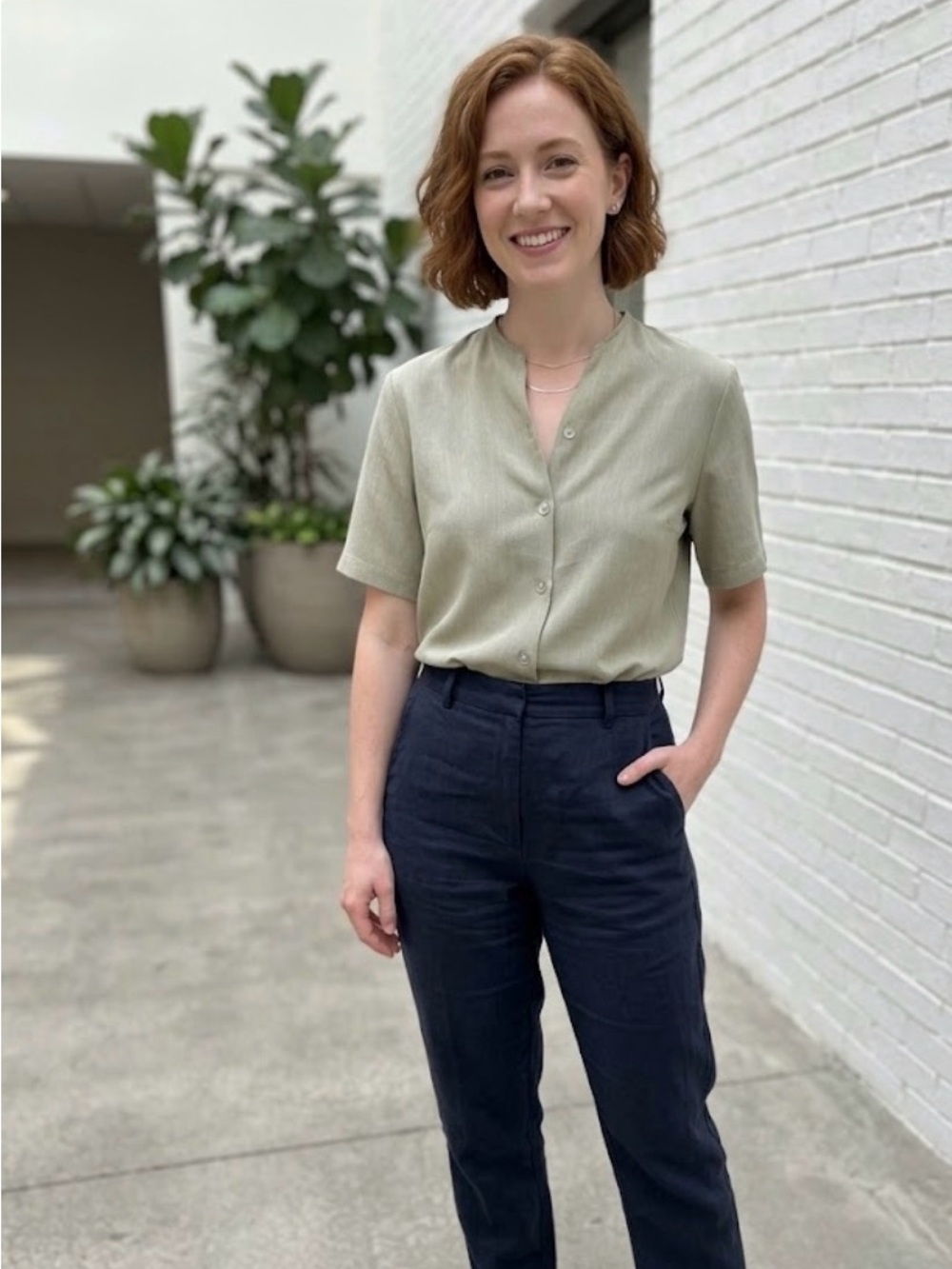 Woman’s Short-Sleeve Button Front Shirt - Sage